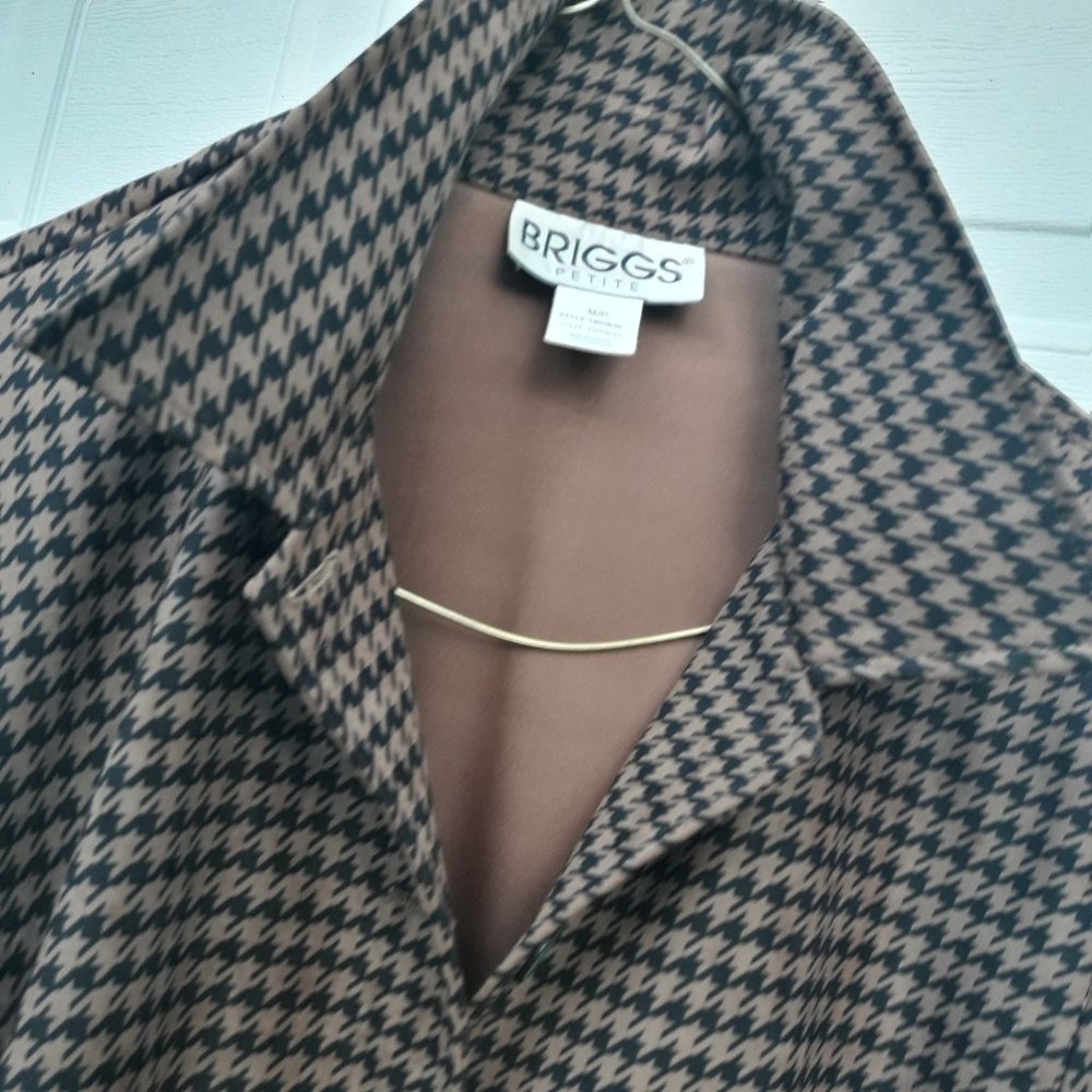 Houndstooth Jacket Coat Button Down Collared Shirt - image 6